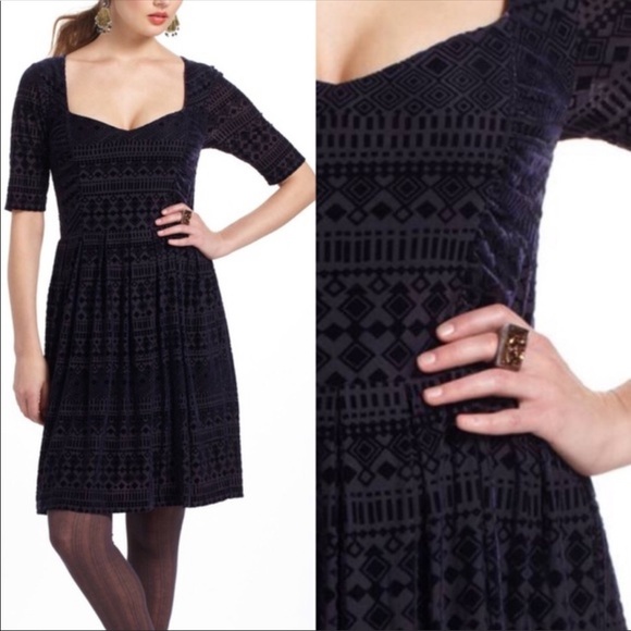 Anthropologie Dresses & Skirts - Anthro | Meadow Rue Velvet Dress Blue XS
